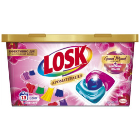 Капсулы для стирки Losk Power Caps Ароматерапия Эфирные масла и аромат Малайзийский цветок, 13 шт